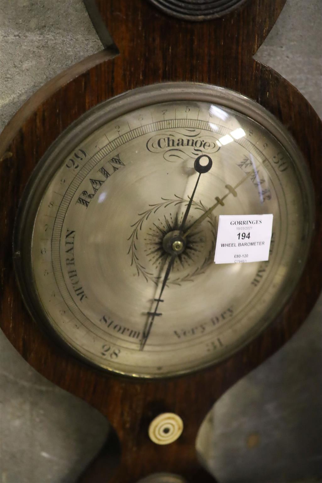 A William IV Irish rosewood wheel barometer marked Riddel & Co, Belfast